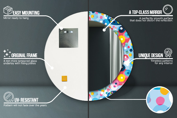 Espejo redondo marco con estampado decorativo Espinas de colores