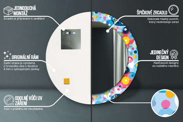 Espejo redondo marco con estampado decorativo Espinas de colores