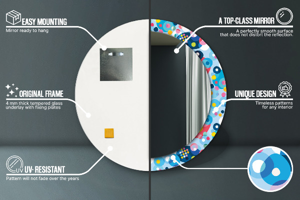 Espejo redondo marco con estampado decorativo Espinas de colores