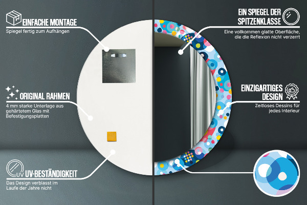 Espejo redondo marco con estampado decorativo Espinas de colores