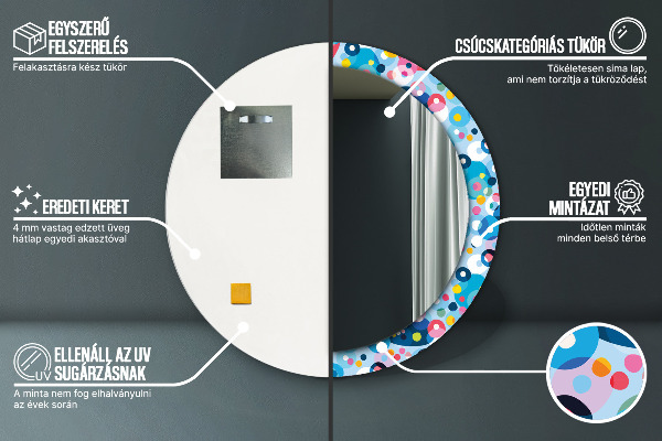 Espejo redondo marco con estampado decorativo Espinas de colores