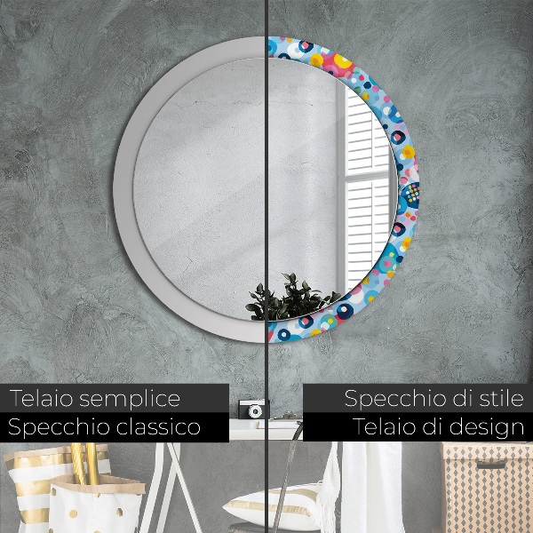 Espejo redondo marco con estampado decorativo Espinas de colores