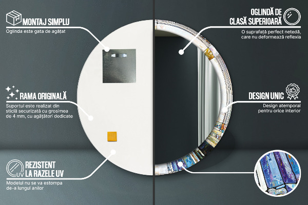 Espejo redondo marco con estampado decorativo Vidrieras abstractas