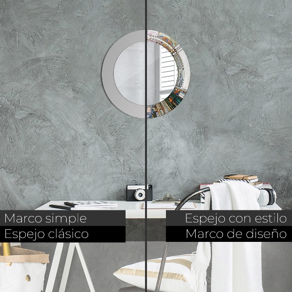 Espejo redondo marco con estampado decorativo Vidrieras abstractas