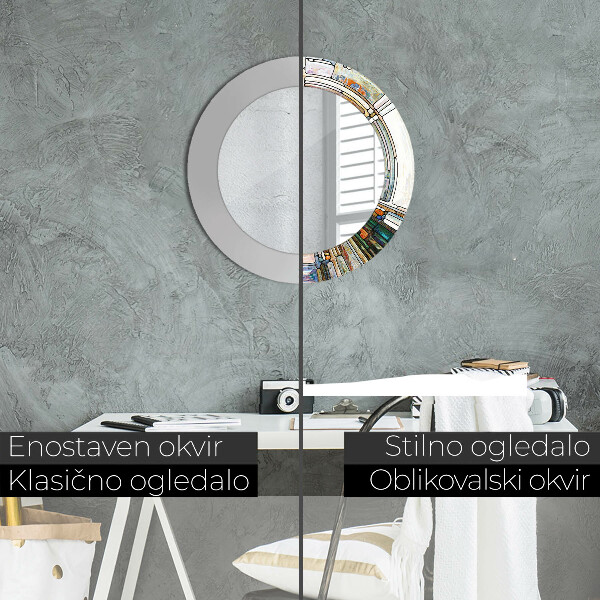 Espejo redondo marco con estampado decorativo Vidrieras abstractas