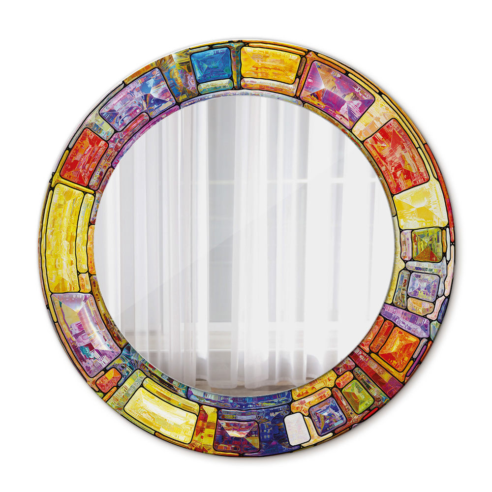 Espejo redondo con decoración Vidrieras de colores