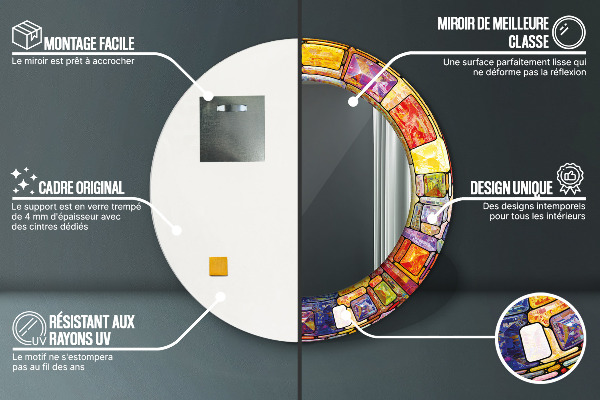 Espejo redondo con decoración Vidrieras de colores