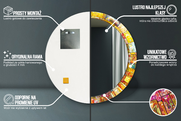 Espejo redondo con decoración Vidrieras de colores