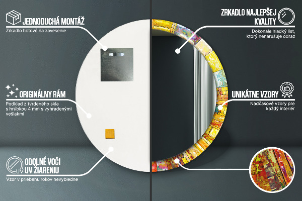 Espejo redondo con decoración Vidrieras de colores