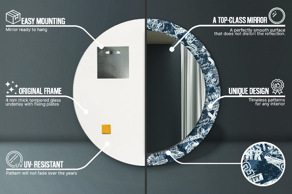 Espejo redondo con decoración Collage