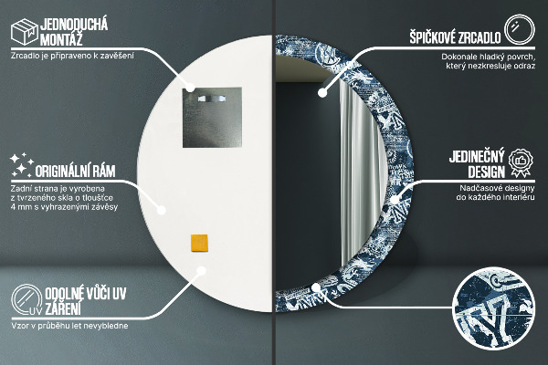 Espejo redondo con decoración Collage