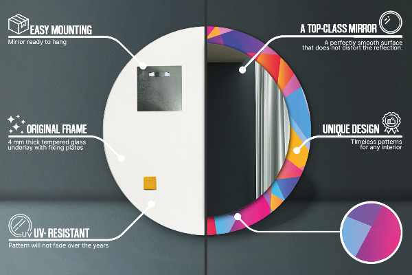 Espejo redondo impreso decorativo redondo Composición geométrica