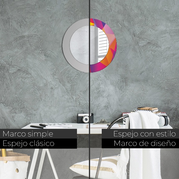 Espejo redondo impreso decorativo redondo Composición geométrica