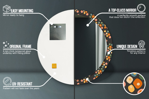 Espejo redondo impreso decorativo redondo Puntos de flores