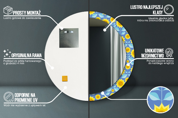 Espejo ścienne decorativo redondo Girasoles geométricos