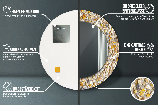 Espejo redondo marco estampado Patrón de terrazo