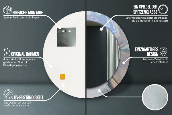 Espejo redondo marco estampado Textura holográfica