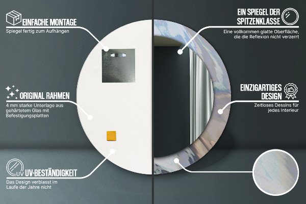 Espejo redondo marco estampado Textura holográfica