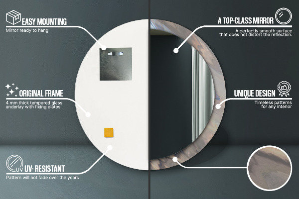 Espejo redondo marco estampado Textura holográfica