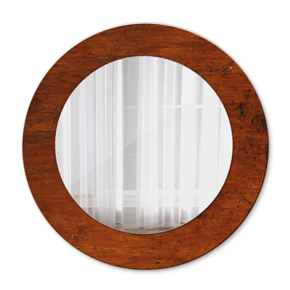 Espejo redondo marco estampado Madera natural