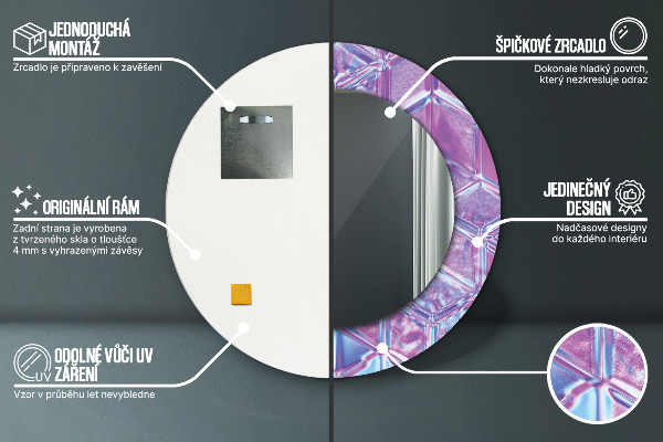 Espejo redondo marco estampado Abstracto surrealista