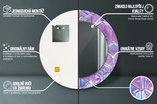 Espejo redondo marco estampado Abstracto surrealista