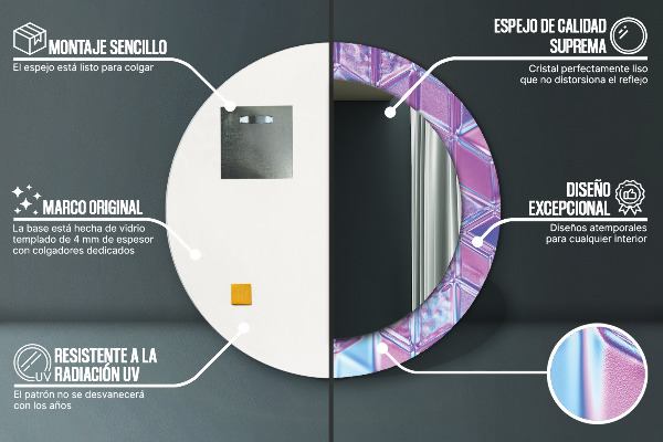 Espejo redondo marco estampado Abstracto surrealista