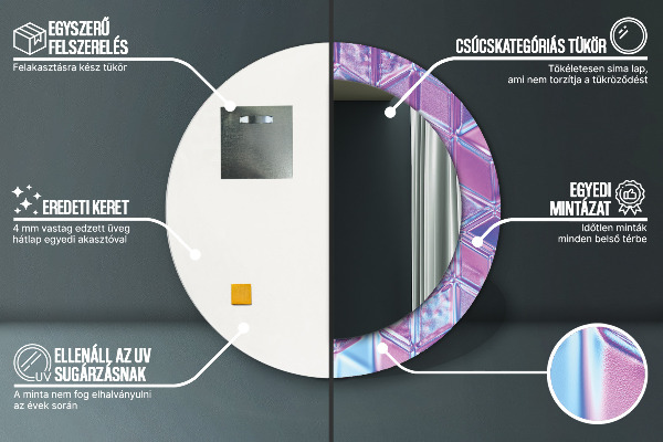 Espejo redondo marco estampado Abstracto surrealista