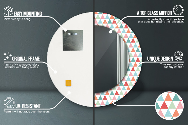 Espejo redondo impreso decorativo redondo Patrón geométrico