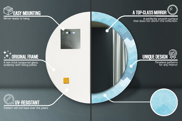 Espejo redondo con decoración Patrón de chevrón