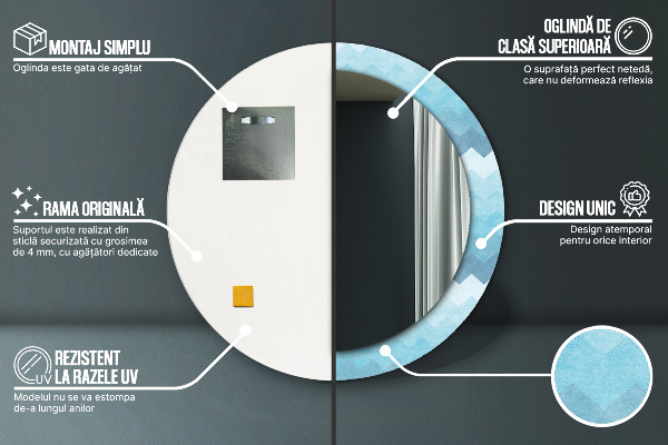 Espejo redondo con decoración Patrón de chevrón