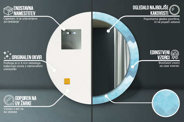 Espejo redondo con decoración Patrón de chevrón