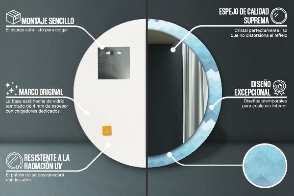 Espejo redondo con decoración Patrón de chevrón