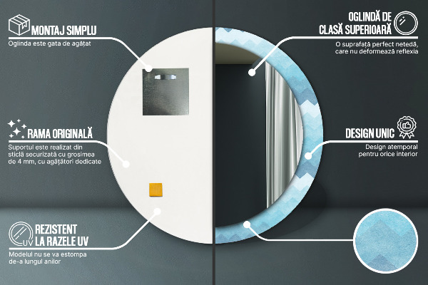 Espejo redondo con decoración Patrón de chevrón