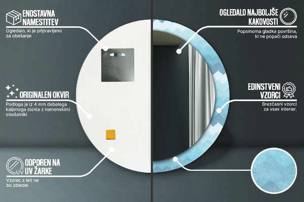 Espejo redondo con decoración Patrón de chevrón