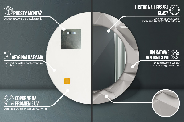 Espejo redondo marco estampado Cristal blanco abstracto