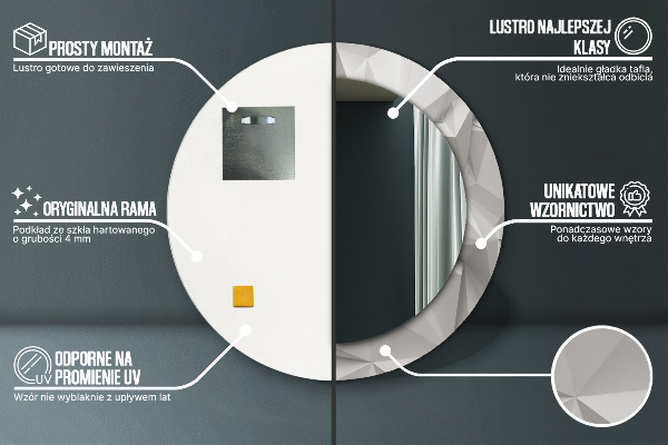 Espejo redondo marco estampado Cristal blanco abstracto