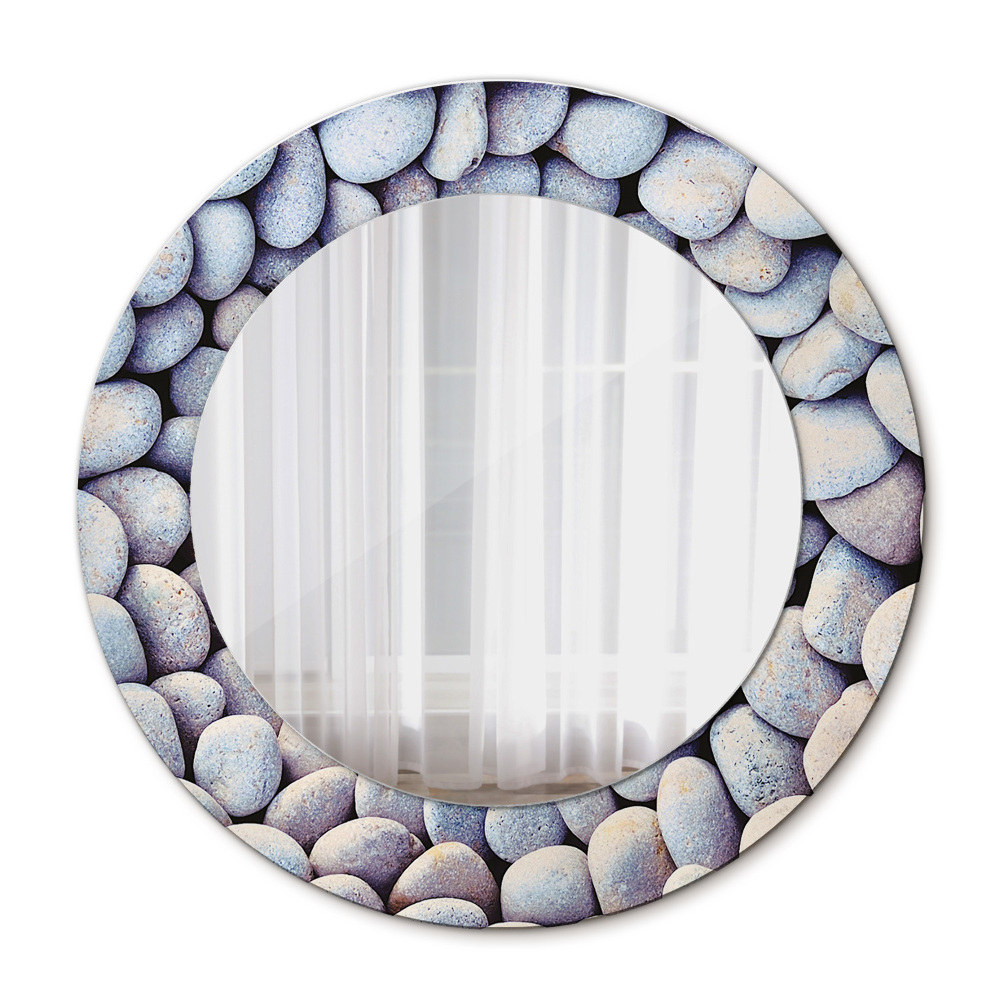 Espejo redondo marco con estampado decorativo Círculo de piedras de mar