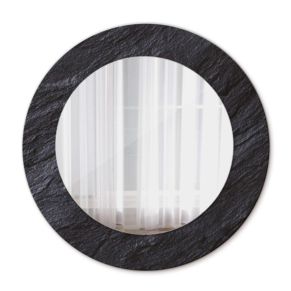 Espejo redondo marco con estampado decorativo Piedra negra