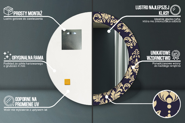 Espejo redondo con decoración Patrón floral