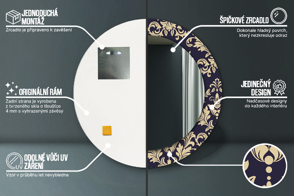 Espejo redondo con decoración Patrón floral