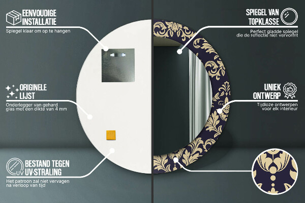 Espejo redondo con decoración Patrón floral