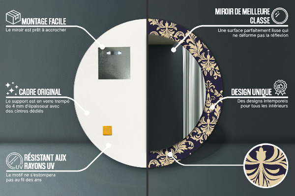 Espejo redondo con decoración Patrón floral