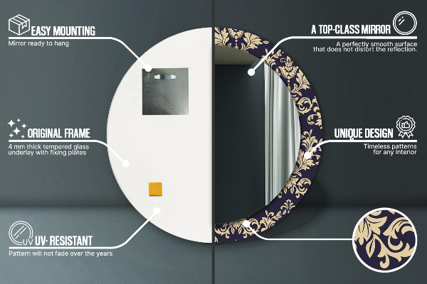 Espejo redondo con decoración Patrón floral