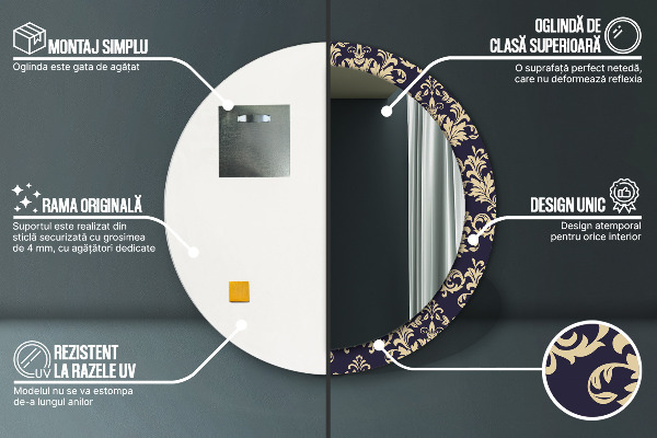 Espejo redondo con decoración Patrón floral