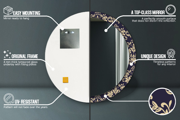 Espejo redondo con decoración Patrón floral