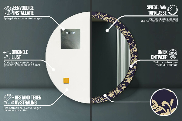 Espejo redondo con decoración Patrón floral