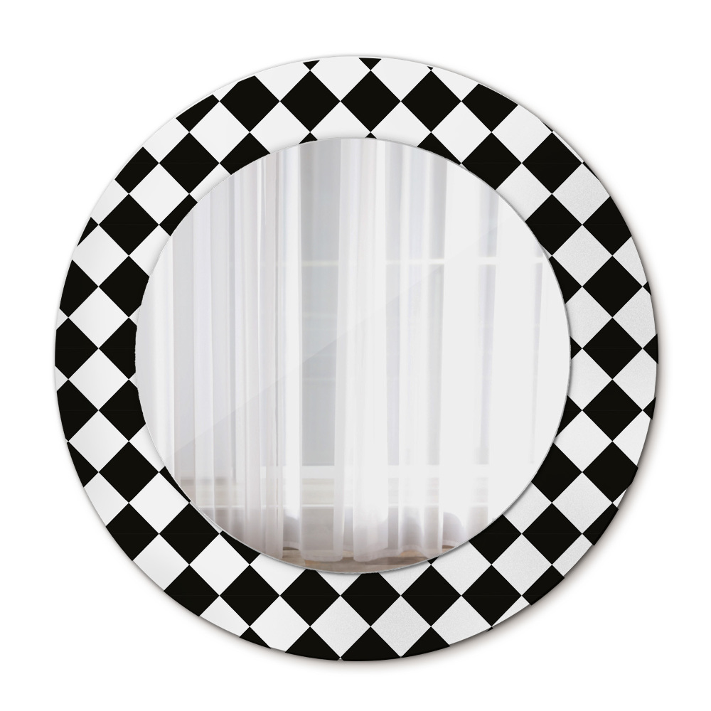 Espejo redondo con decoración Mesa de ajedrez
