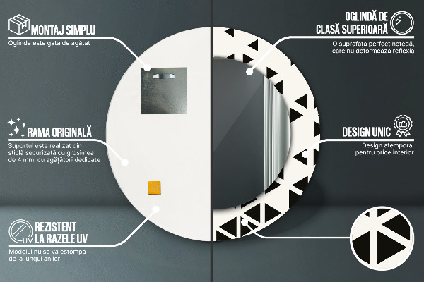 Espejo redondo con decoración Abstracto geométrico