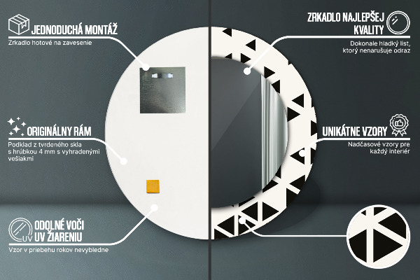 Espejo redondo con decoración Abstracto geométrico